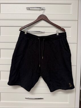OVO Men's Black Athletic Drawstring Shorts with Gold Owl Accent size xl